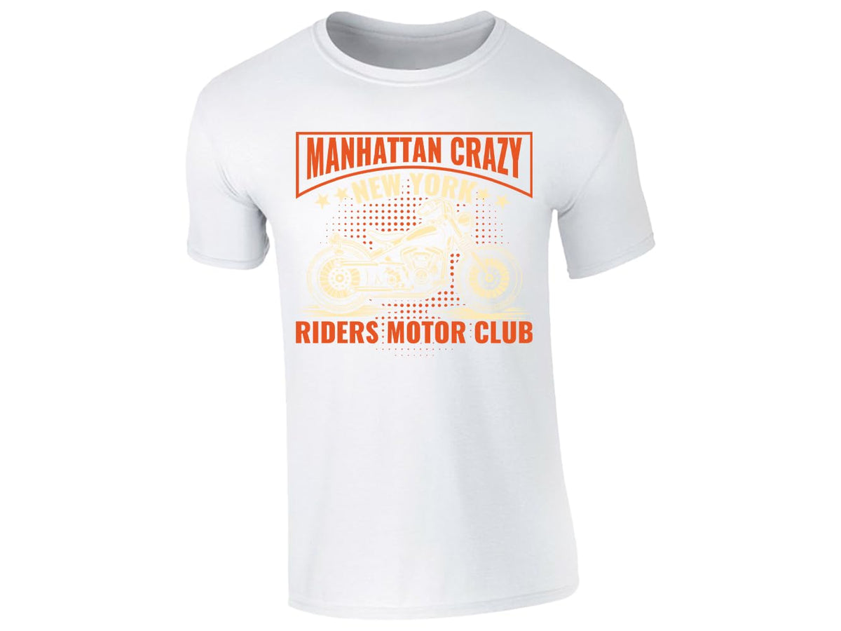 Men's T-shirt with a “Manhattan Crazy – New York Riders Motor Club” motorbike badge