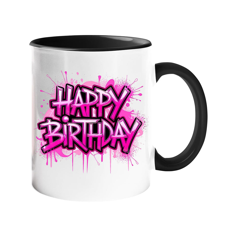 Happy Birthday Colour Mug – Vibrant Ceramic Cup with Color Handle, a Fun Gift for Couples, Family, and Friends.