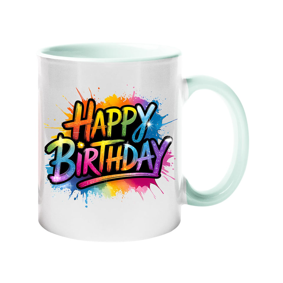 Happy Birthday Dad Mug 2025 – Colourful Ceramic Coffee Cup