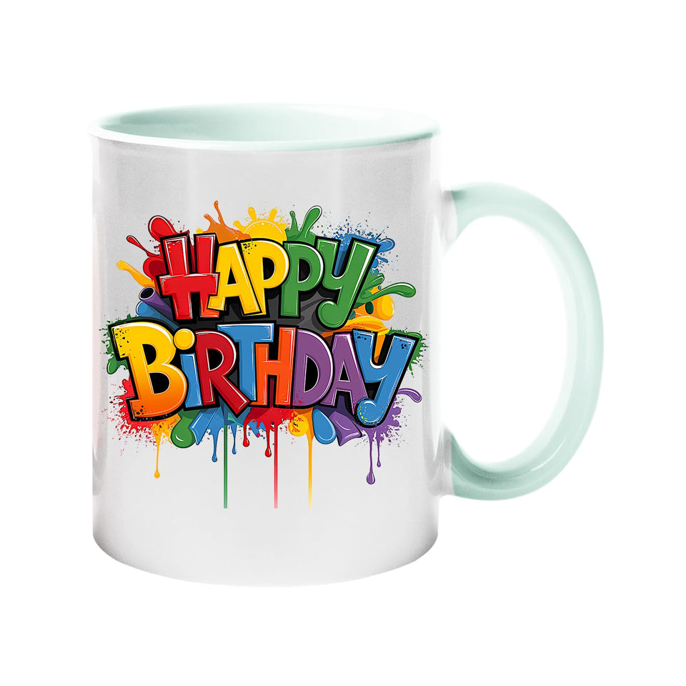 Best Happy Birthday Colour Handle Mug – Funny Colourful Gift for Dad, Mum, Kids, Friends, or Tea Lovers