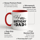 Best Happy Birthday Dad Colour Mug – Stylish 2025 Ceramic Coffee Cup with Inner/Handle Accent | Gift from Son or Daughter