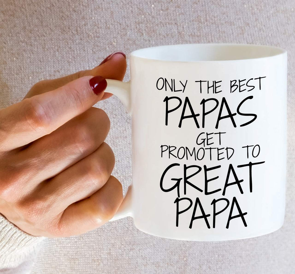 Retreez Funny Mug - Only The Best Papas Get Promoted to Great Papa 11 Oz Ceramic Coffee Mugs - Funny, Sarcasm, Motivational, Inspirational birthday gifts for dad, father, grandpa, father's day gift