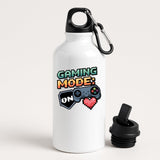 Gaming Mode ON Water Bottle Gamer Hydration Bottle with Controller & Heart Design Funny Reusable Gift for Him Her Retro Console Player Bottle for Geeks Nerds and Gamers