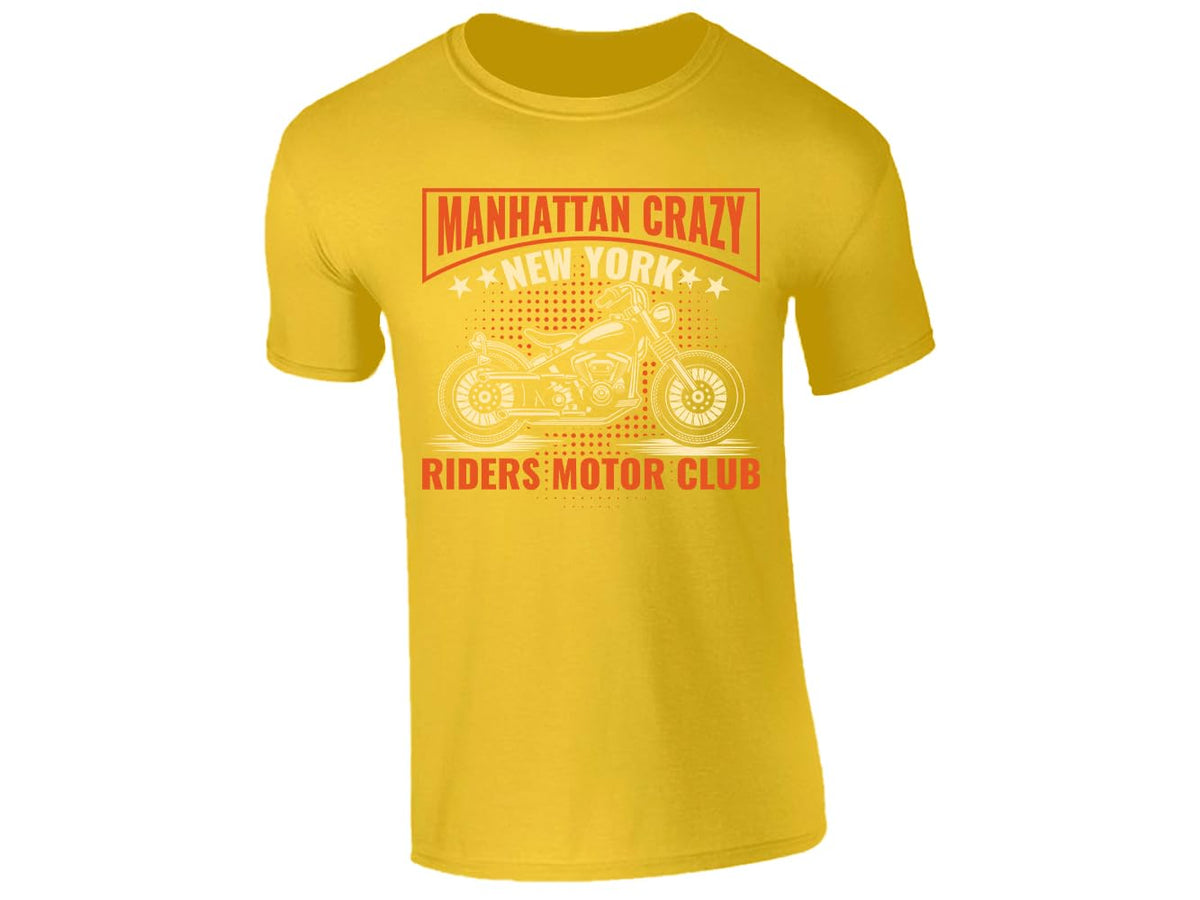 Men's T-shirt with a “Manhattan Crazy – New York Riders Motor Club” motorbike badge