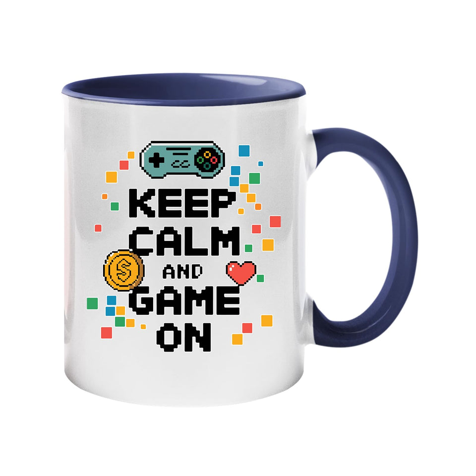 Keep Calm and Game On Mug – Funny Gamer Coffee Cup with Controller Design for Him, Her, Geeks & Console Lovers