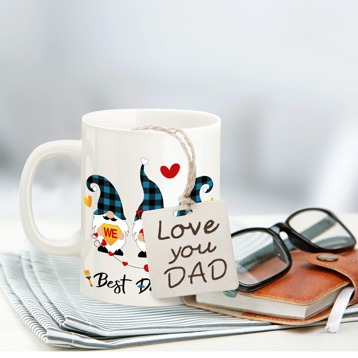 Best Dad Ever mug with a Love you Dad tag