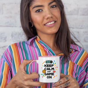 Keep Calm and Game On Mug – Funny Gamer Coffee Cup with Controller Design for Him, Her, Geeks & Console Lovers