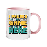 I Paused My Game to Be Here Mug – Funny Gamer Coffee Cup with Retro Controller for Him, Her, Teens & Gaming Fans