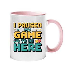 I Paused My Game to Be Here Mug – Funny Gamer Coffee Cup with Retro Controller for Him, Her, Teens & Gaming Fans