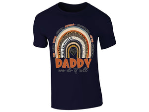 Daddy Rainbow T-Shirt for Fathers Day Positive Words Fun Wise Strong Caring Encouraging Patient Loving Protecting Heart