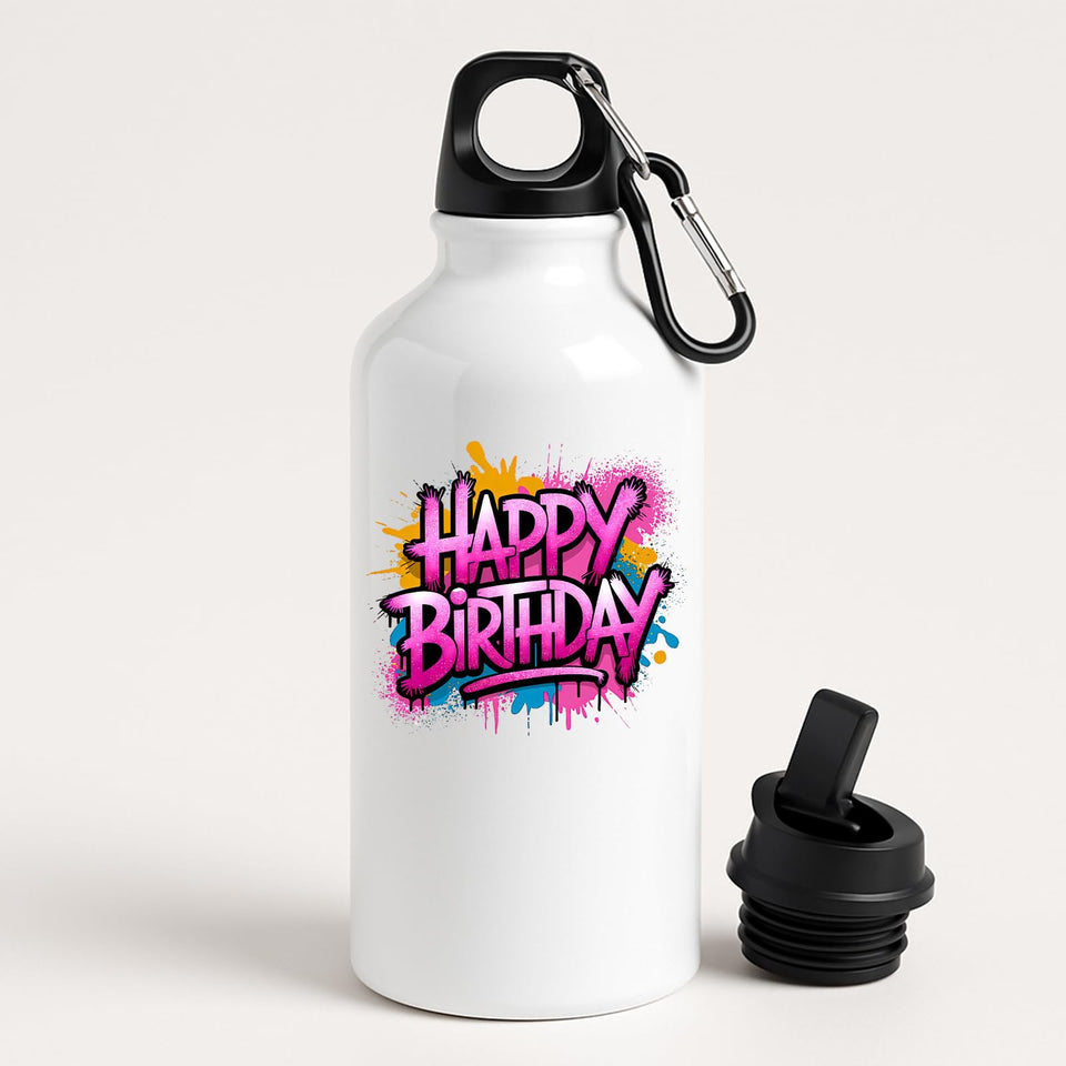Happy Birthday Water Bottle Colourful Reusebale Fun Surprise Gift Present Birthday for Him Her or Kids Drink for School Travel Gym or Boyfriend outsider Office Portable