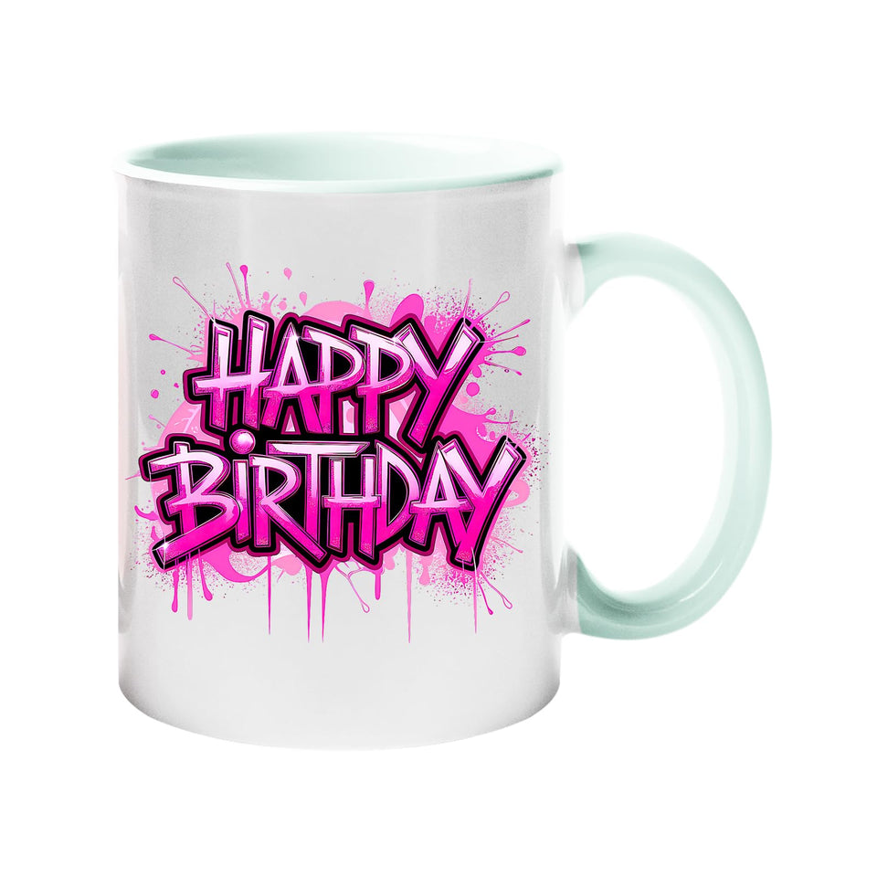Happy Birthday Colour Mug – Vibrant Ceramic Cup with Color Handle, a Fun Gift for Couples, Family, and Friends.