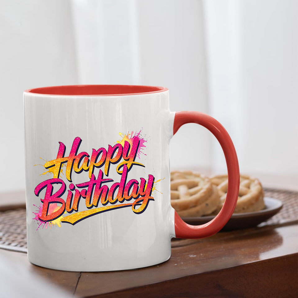 Best Happy Birthday Colour Mug – Funny Colorful Print Gift for Husband, Wife, Dad, Mum, or Partner