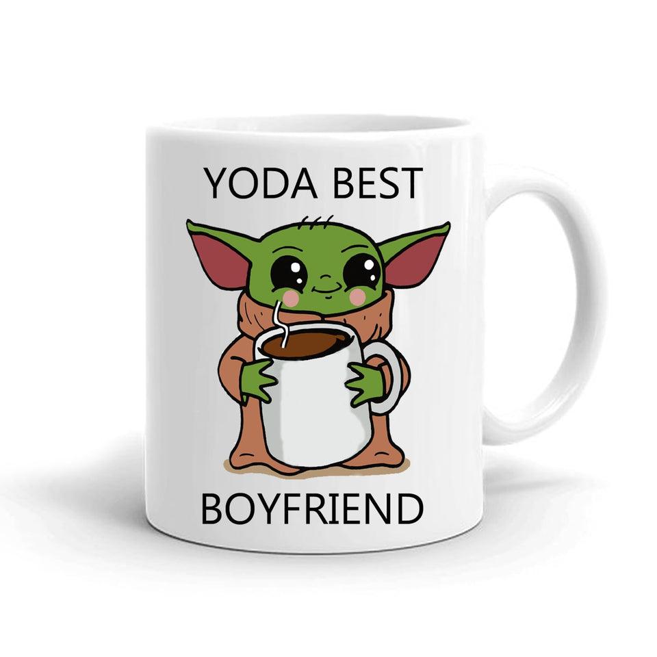 mickey prints Boyfriend or Husband Gift Baby Yoda Best Boyfriend Coffee Mug Funny Gift Free Pouch