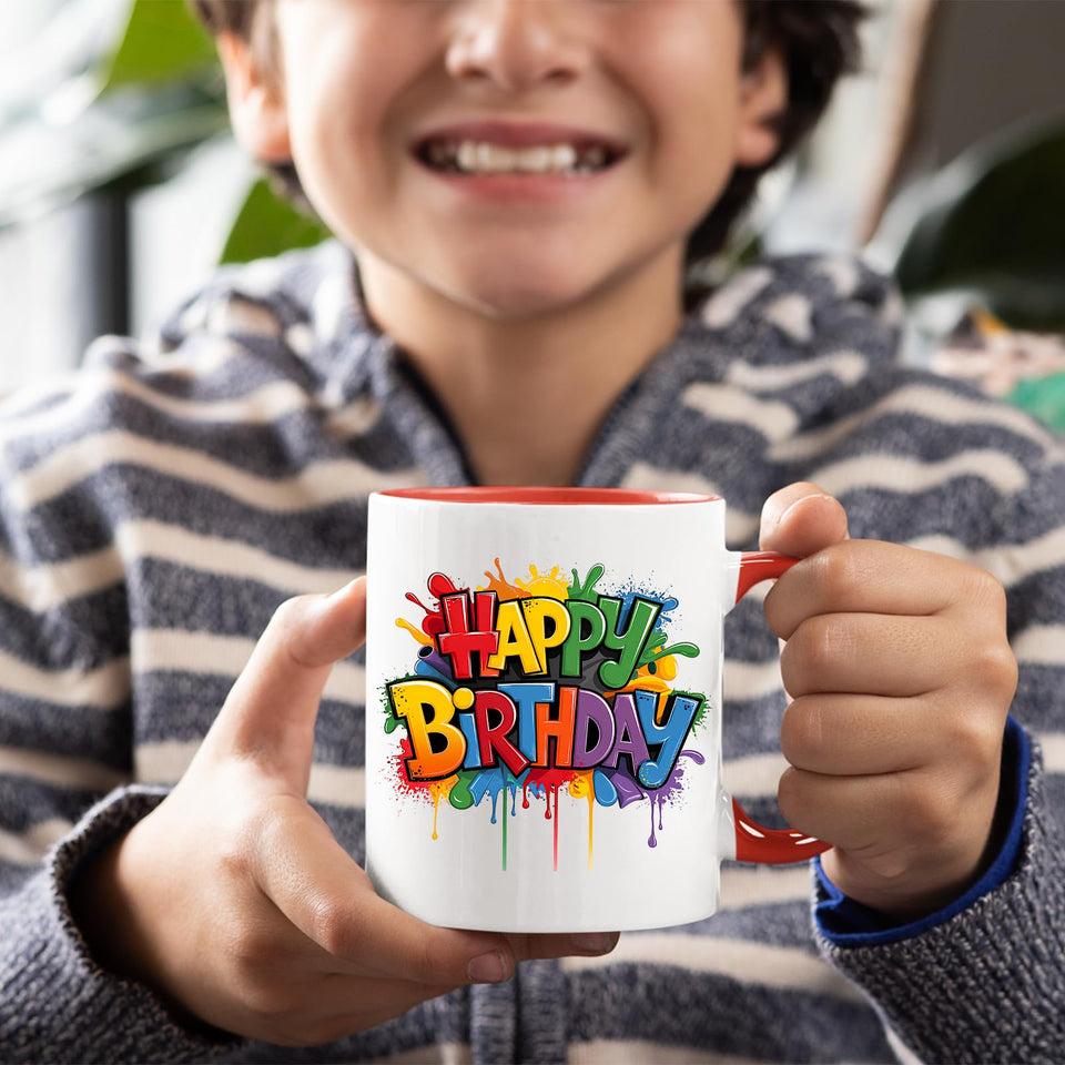 Best Happy Birthday Colour Handle Mug – Funny Colourful Gift for Dad, Mum, Kids, Friends, or Tea Lovers