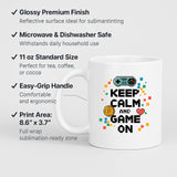 Keep Calm and Game On Mug Retro Gaming Controller Heart Coin Design Gamer Coffee Cup Gift for Him Her Kids Funny Video Game Mug for Console Players Geek Nerd Birthday Present