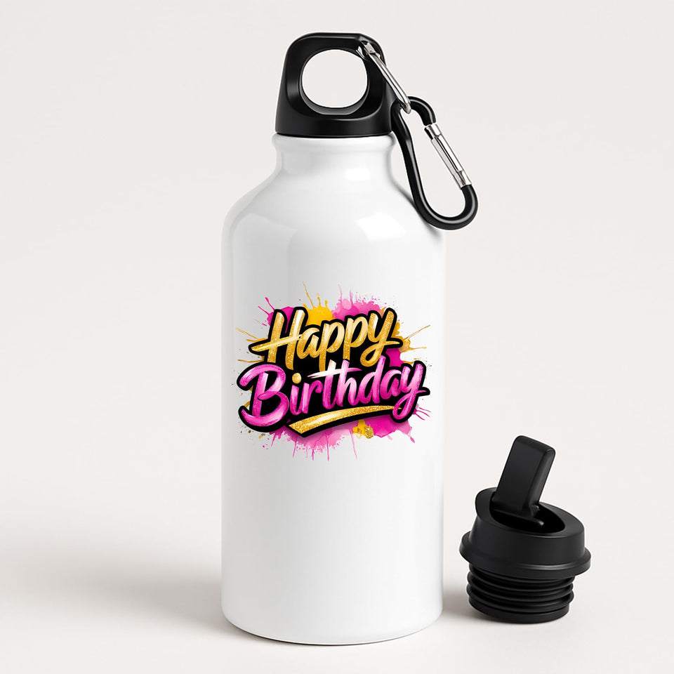 Happy Birthday Water Bottle Portable Fun Present Gift Birthday for Him Her or Kids Drink for School Travel Tour Gym fitness lover or outsider Office Work Leakproof Washable