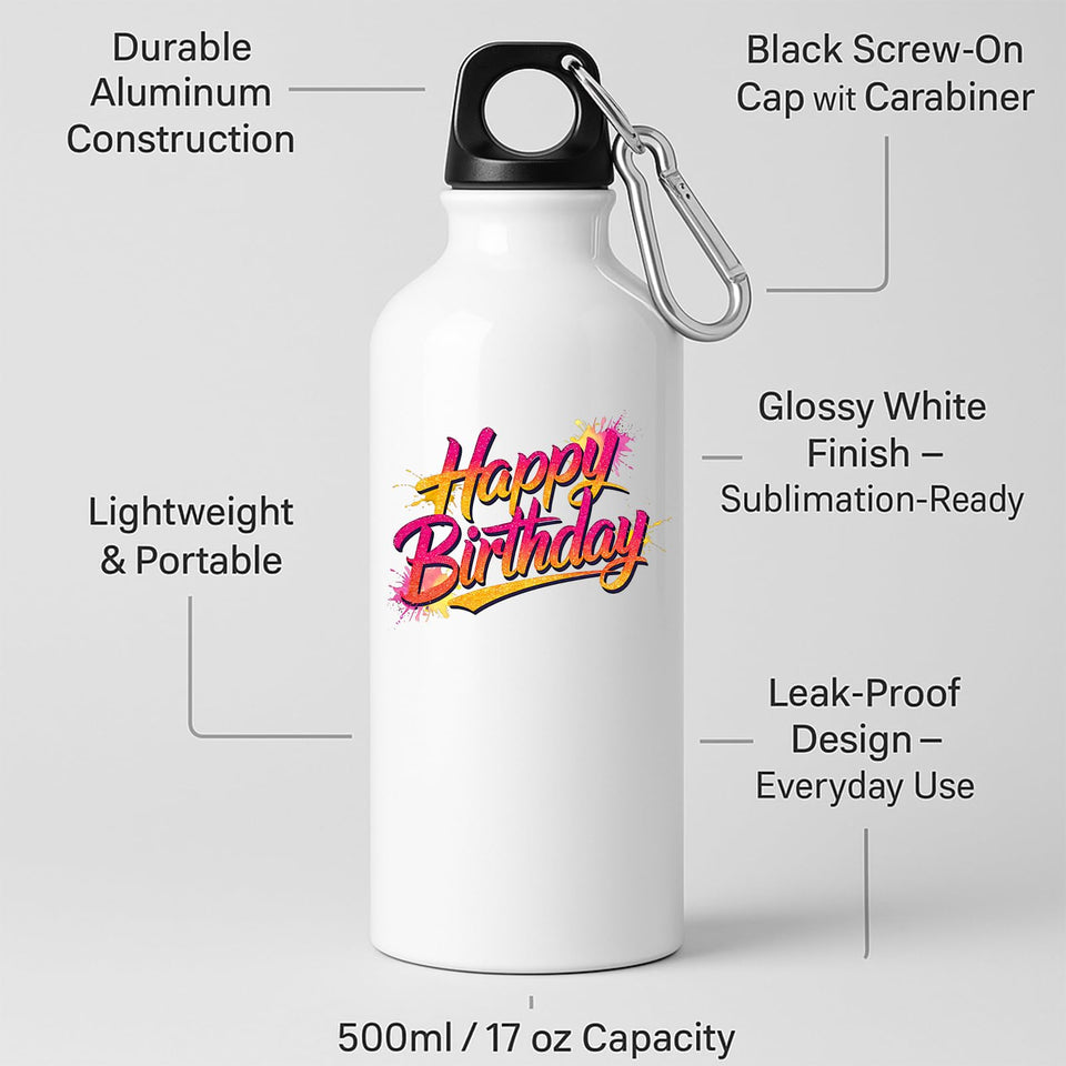 Happy Birthday Design Water Bottle Colorful Insulated Stainless Steel