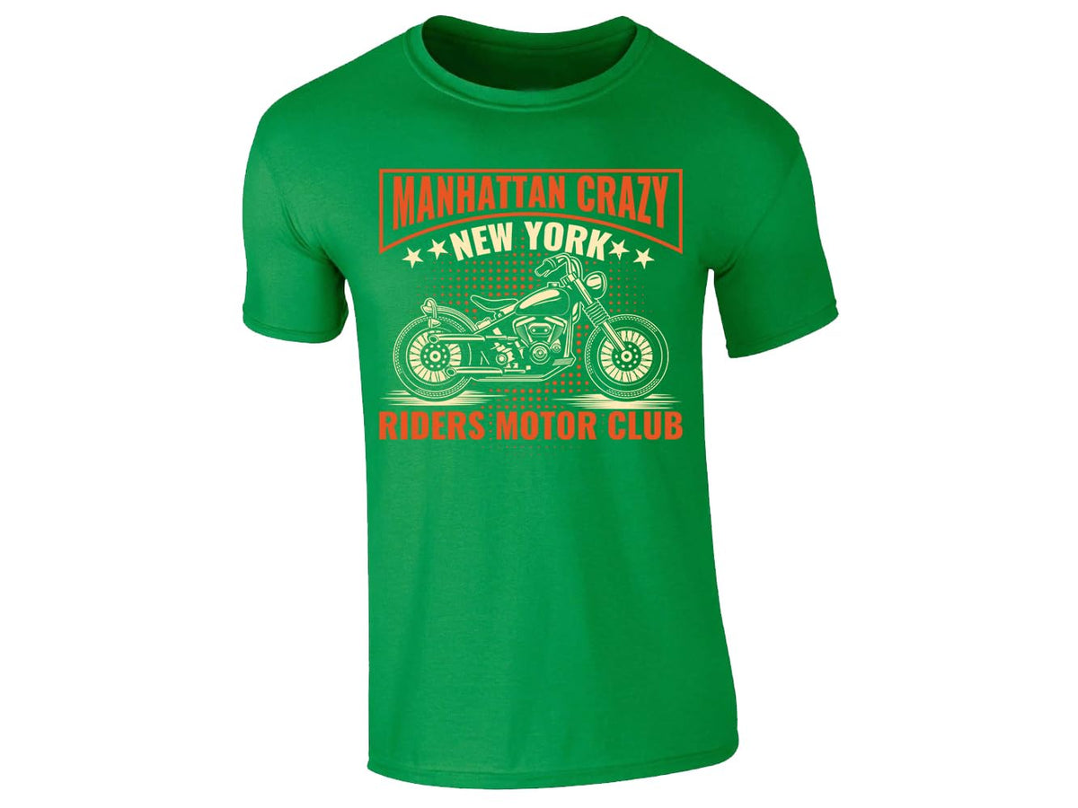 Men's T-shirt with a “Manhattan Crazy – New York Riders Motor Club” motorbike badge