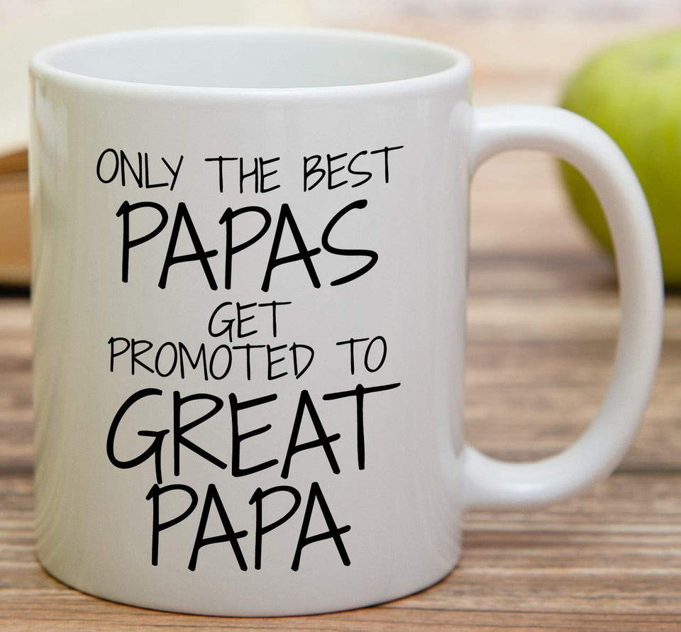 Retreez Funny Mug - Only The Best Papas Get Promoted to Great Papa 11 Oz Ceramic Coffee Mugs - Funny, Sarcasm, Motivational, Inspirational birthday gifts for dad, father, grandpa, father's day gift