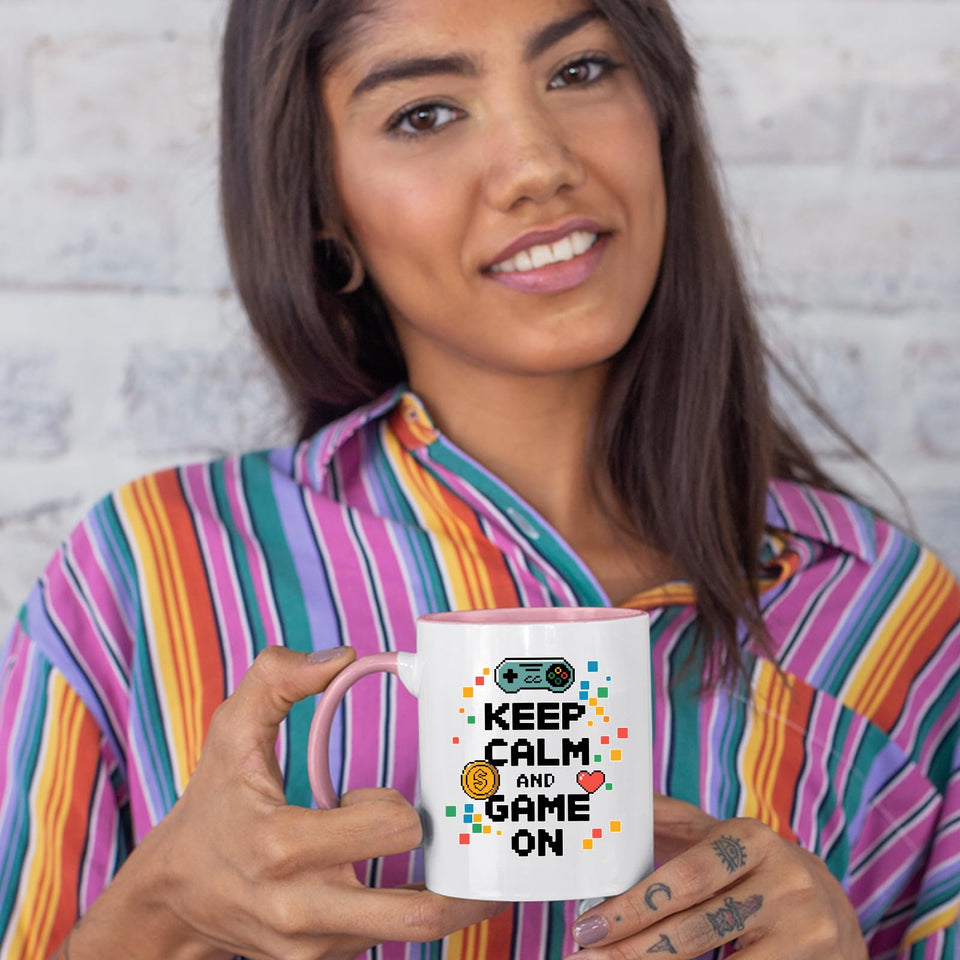 Keep Calm and Game On Mug – Funny Gamer Coffee Cup with Controller Design for Him, Her, Geeks & Console Lovers