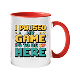 I Paused My Game to Be Here Mug – Funny Gamer Coffee Cup with Retro Controller for Him, Her, Teens & Gaming Fans