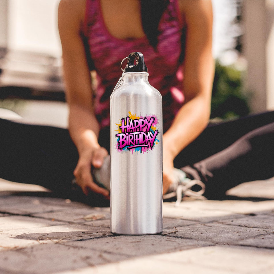 Happy Birthday Water Bottle Colourful Reusebale Fun Surprise Gift Present Birthday for Him Her or Kids Drink for School Travel Gym or Boyfriend outsider Office Portable