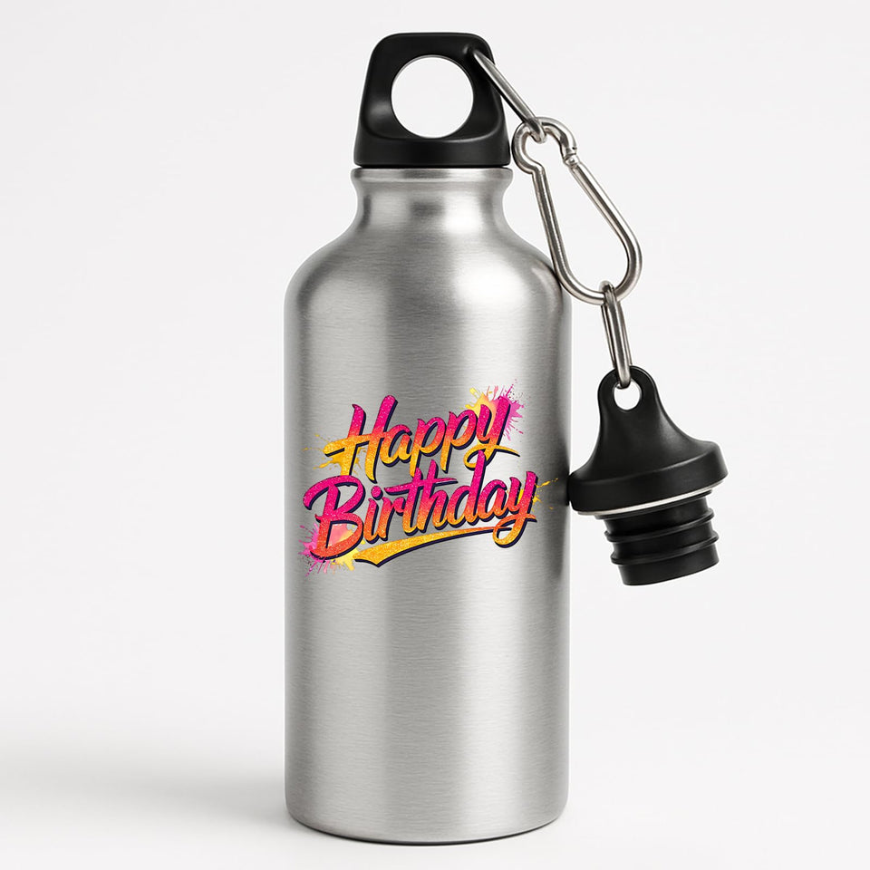 Happy Birthday Design Water Bottle Colorful Insulated Stainless Steel