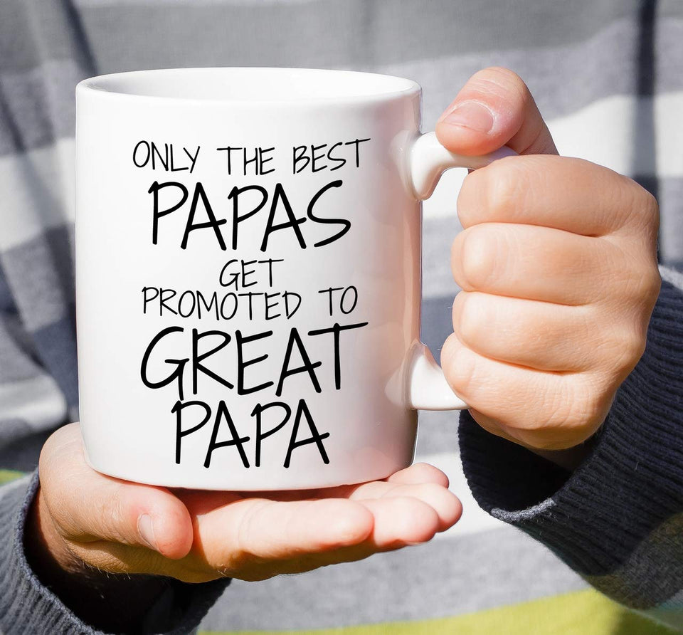 Retreez Funny Mug - Only The Best Papas Get Promoted to Great Papa 11 Oz Ceramic Coffee Mugs - Funny, Sarcasm, Motivational, Inspirational birthday gifts for dad, father, grandpa, father's day gift