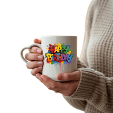 Happy Birthday Heart Mug | Colorful Gift for Him, Her, Kids – 2025 Celebration Cup