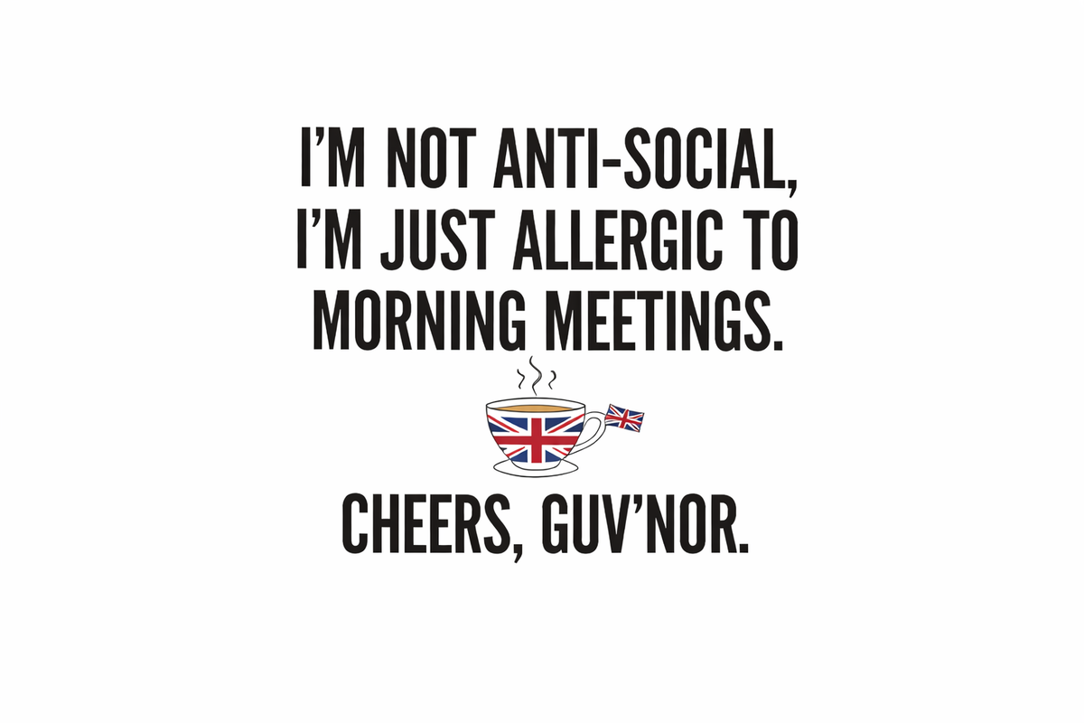 Allergic to Morning Meetings Mug artwork close-up
