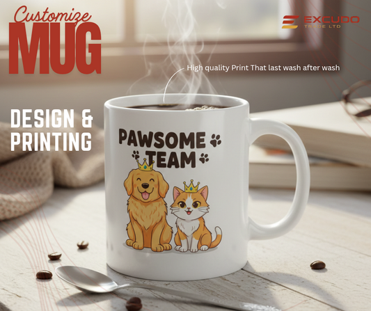 Pawsome Team Mug on a table
