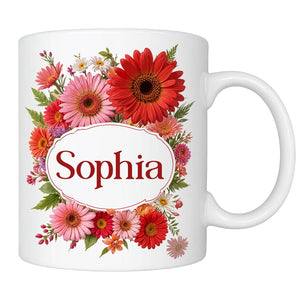 Personalised Colorful Floral Mug Name Stylish Ceramic  Coffee Mug