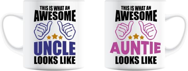 Awesome Auntie Uncle Mug Set , Christmas Gift, Parents Present (Both)